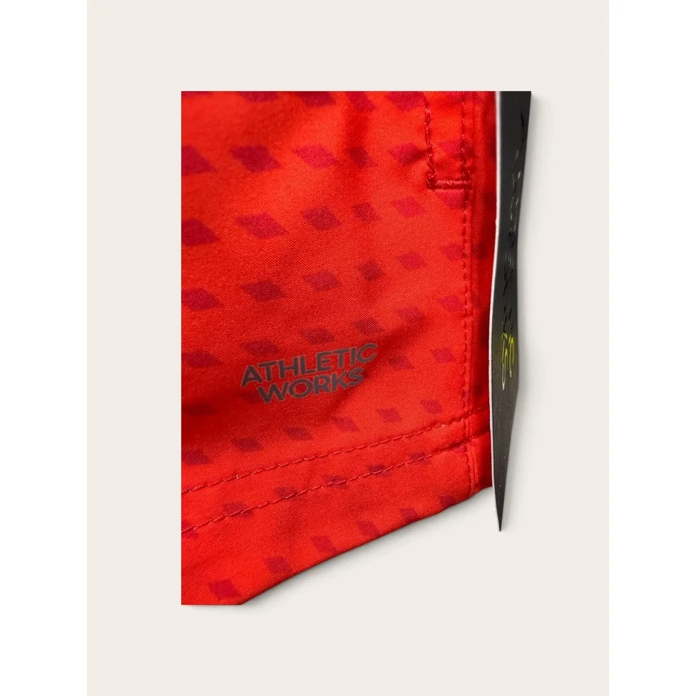 Athletic Works Boys Brilliant Red Diamond Pattern Soccer Shorts XS 4-5 NWT
